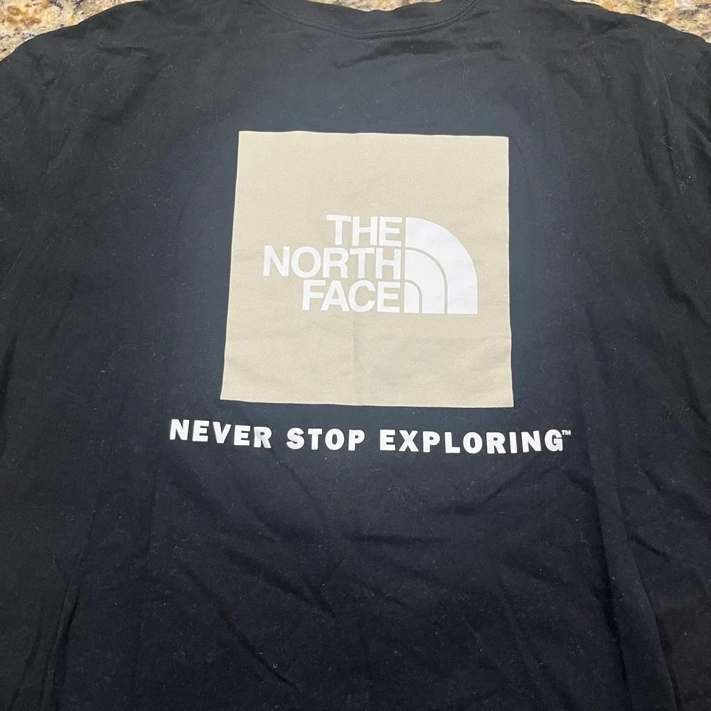 The North Face Mens XL Black Graphic T-Shirt Never Stop Exploring Box Logo Tee